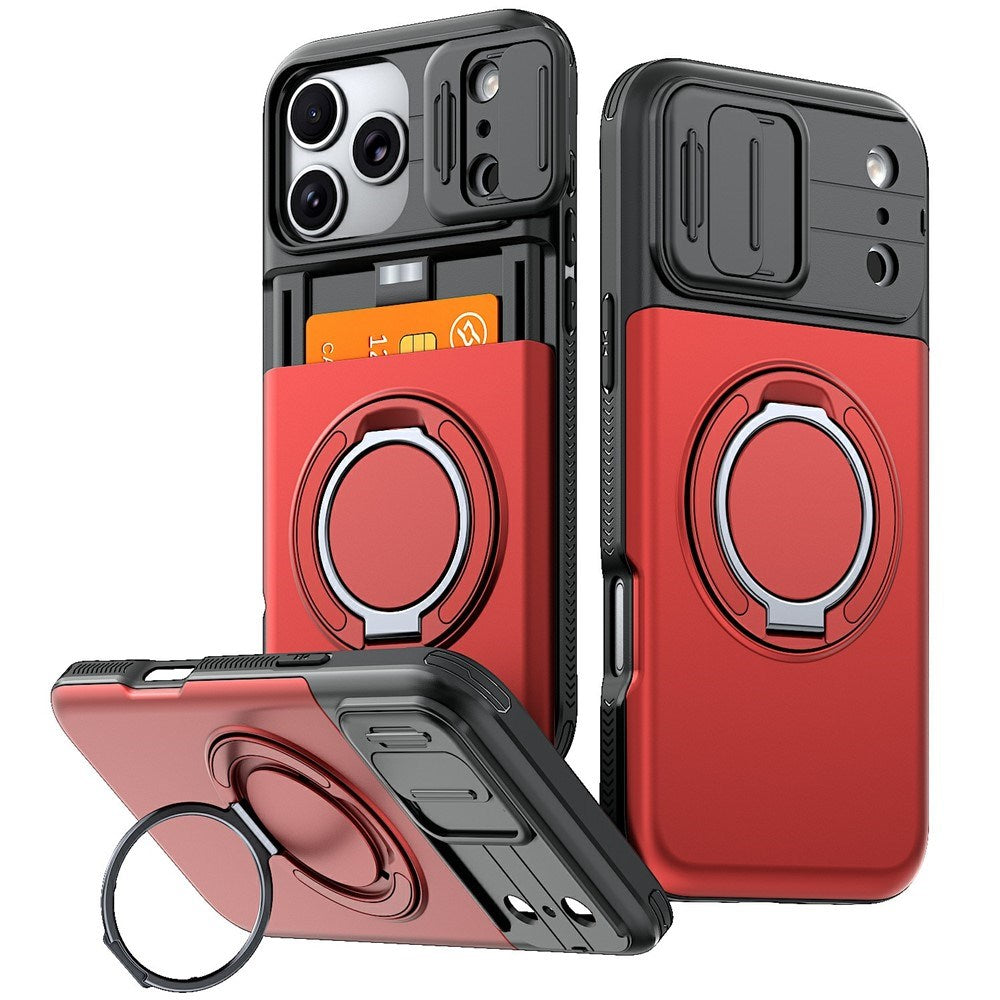 iPhone 18 Pro / 17 Pro EIDERWOOD Hybrid Tough Case with Card Holder & Cam Slider - MagSafe Compatible - Red