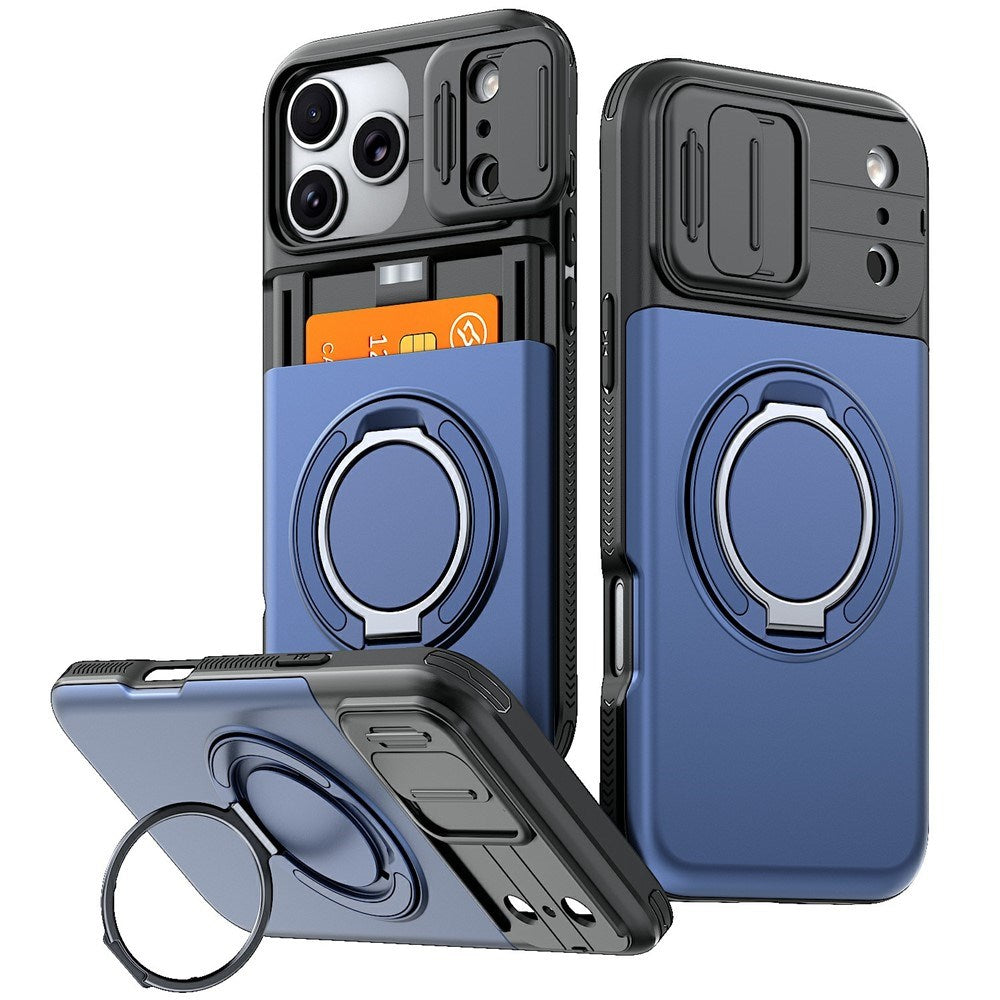 iPhone 18 Pro / 17 Pro EIDERWOOD Hybrid Tough Case with Card Holder & Cam Slider - MagSafe Compatible - Blue