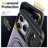 iPhone 18 Pro / 17 Pro EIDERWOOD Hybrid Tough Case with Card Holder & Cam Slider - MagSafe Compatible - Purple