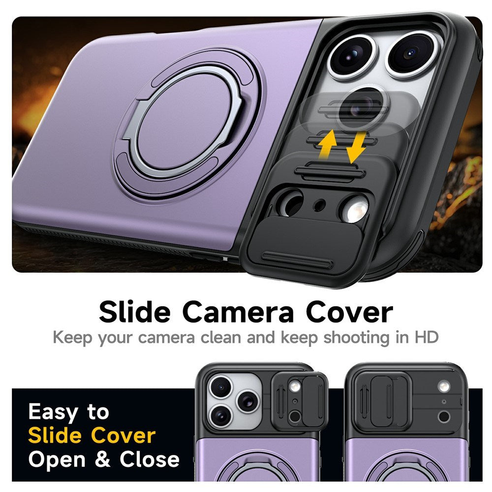 iPhone 18 Pro / 17 Pro EIDERWOOD Hybrid Tough Case with Card Holder & Cam Slider - MagSafe Compatible - Purple
