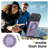 iPhone 18 Pro / 17 Pro EIDERWOOD Hybrid Tough Case with Card Holder & Cam Slider - MagSafe Compatible - Purple