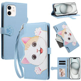 iPhone 12 / 12 Pro Flipcase with 3D Cat Ears - Card Holder & Stand Function - Blue