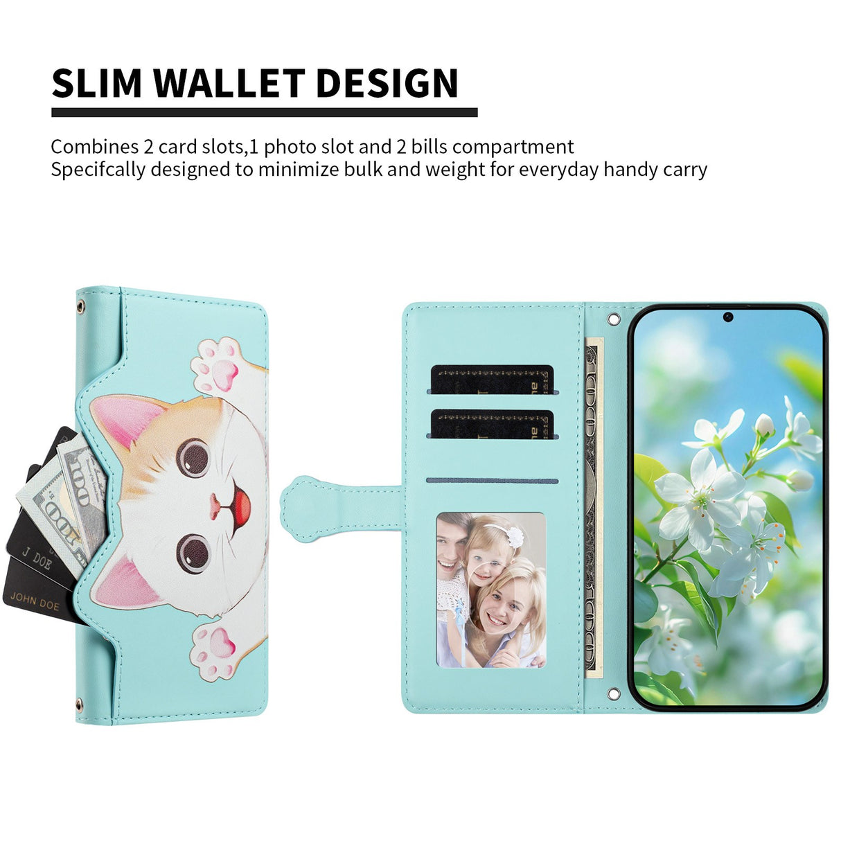 iPhone 18 Pro Max / 17 Pro Max Flipcase with 3D Cat Ears - Card Holder & Stand Function - Blue