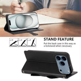 iPhone 18 Pro / 17 Pro Flipcase with 3D Cat Ears - Card Holder & Stand Function - Black