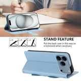 iPhone 18 Pro / 17 Pro Flipcase with 3D Cat Ears - Card Holder & Stand Function - Blue