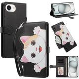 iPhone 17e / 16e Flipcase with 3D Cat Ears - Card Holder & Stand Function - Black