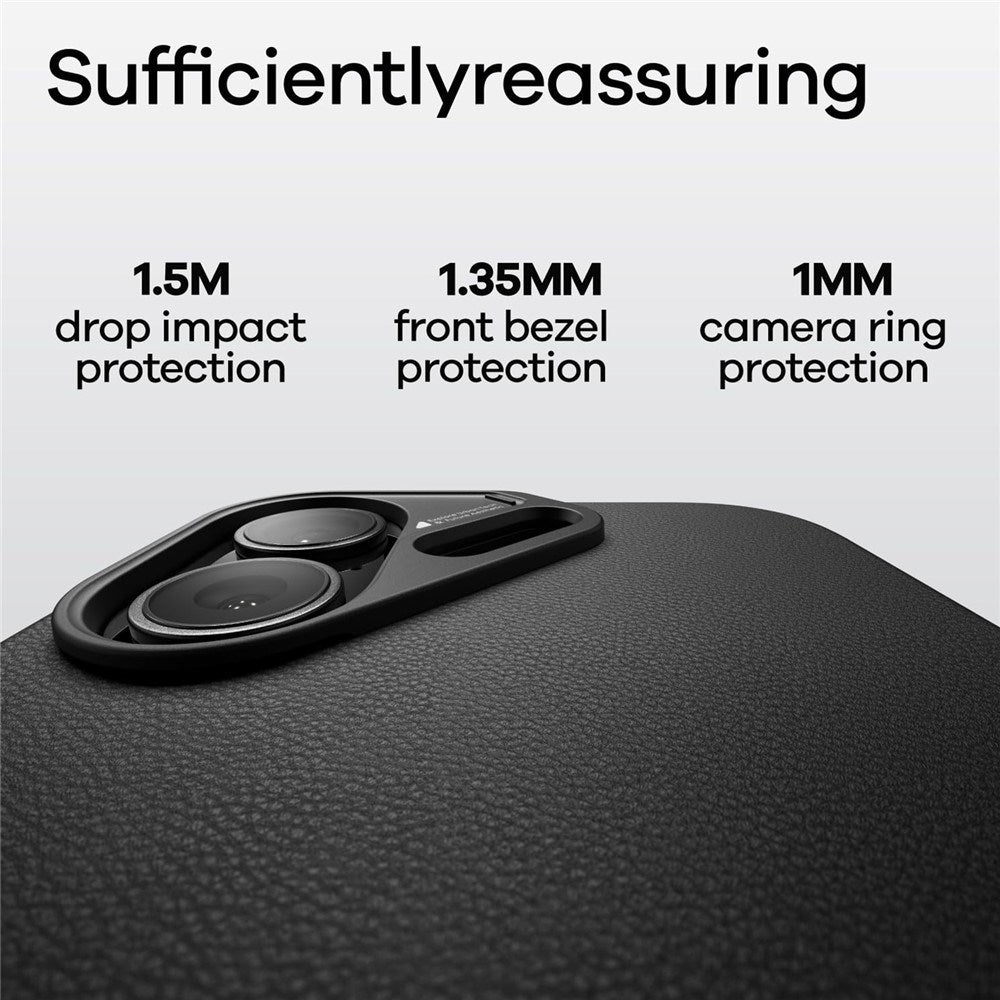 iPhone 17 AULUMU Faux Leather Case - MagSafe Compatible - Black