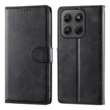 Motorola Moto G47 / G37 EIDERWOOD Leather Flip Cover with Wallet & Strap - Black