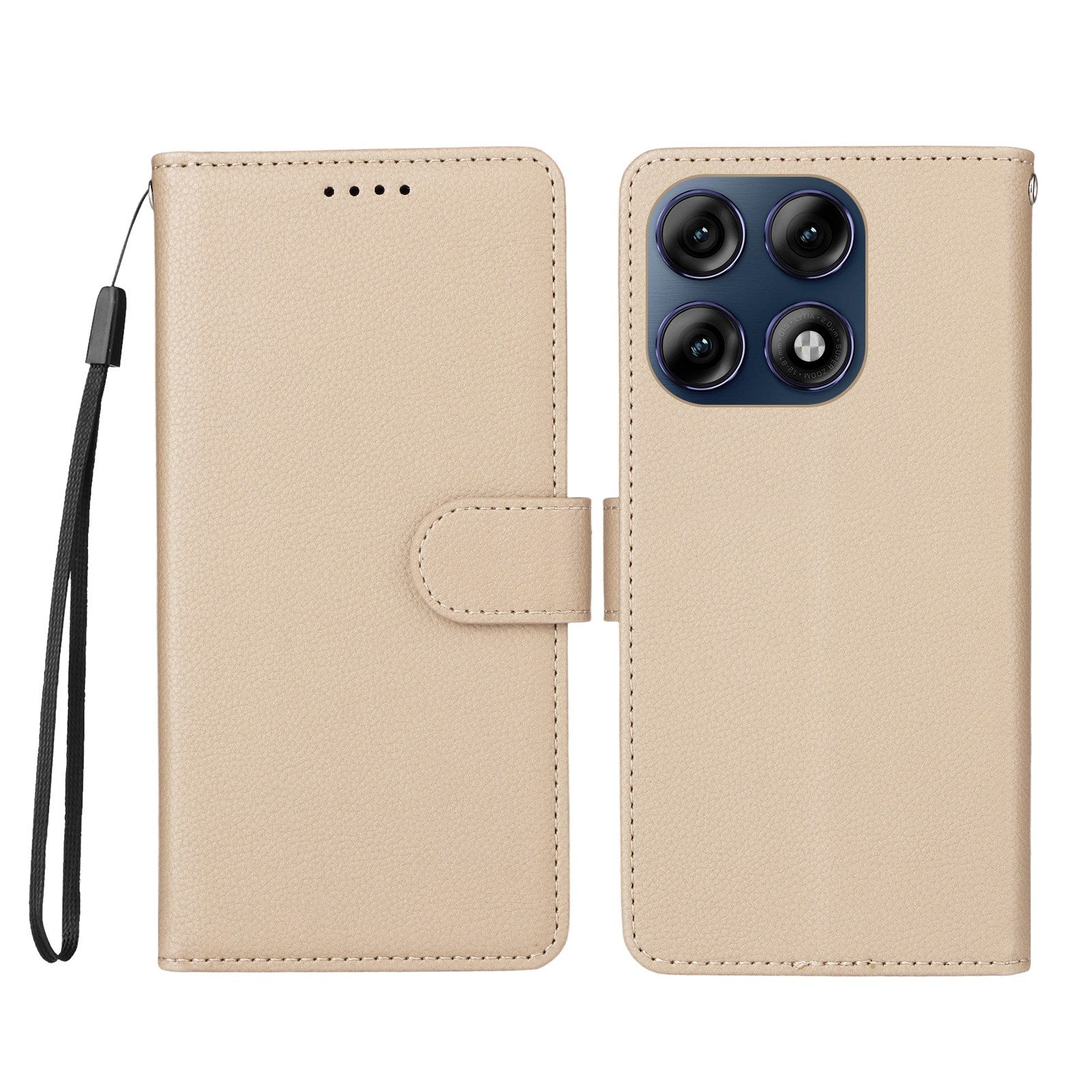 Motorola Edge 70 Pro EIDERWOOD Faux Leather Flip Case with Strap - Beige