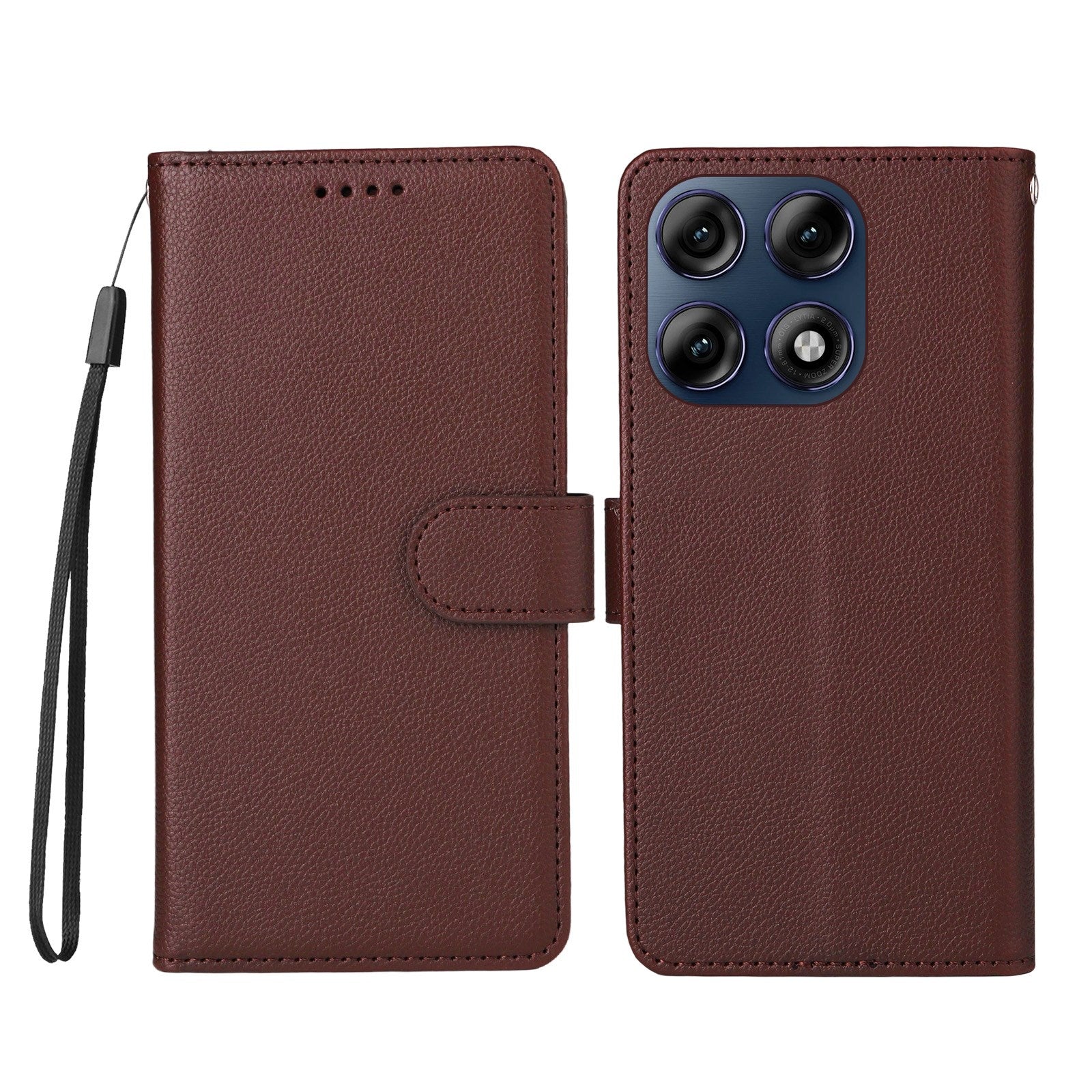 Motorola Edge 70 Pro EIDERWOOD Faux Leather Flip Case with Strap - Brown