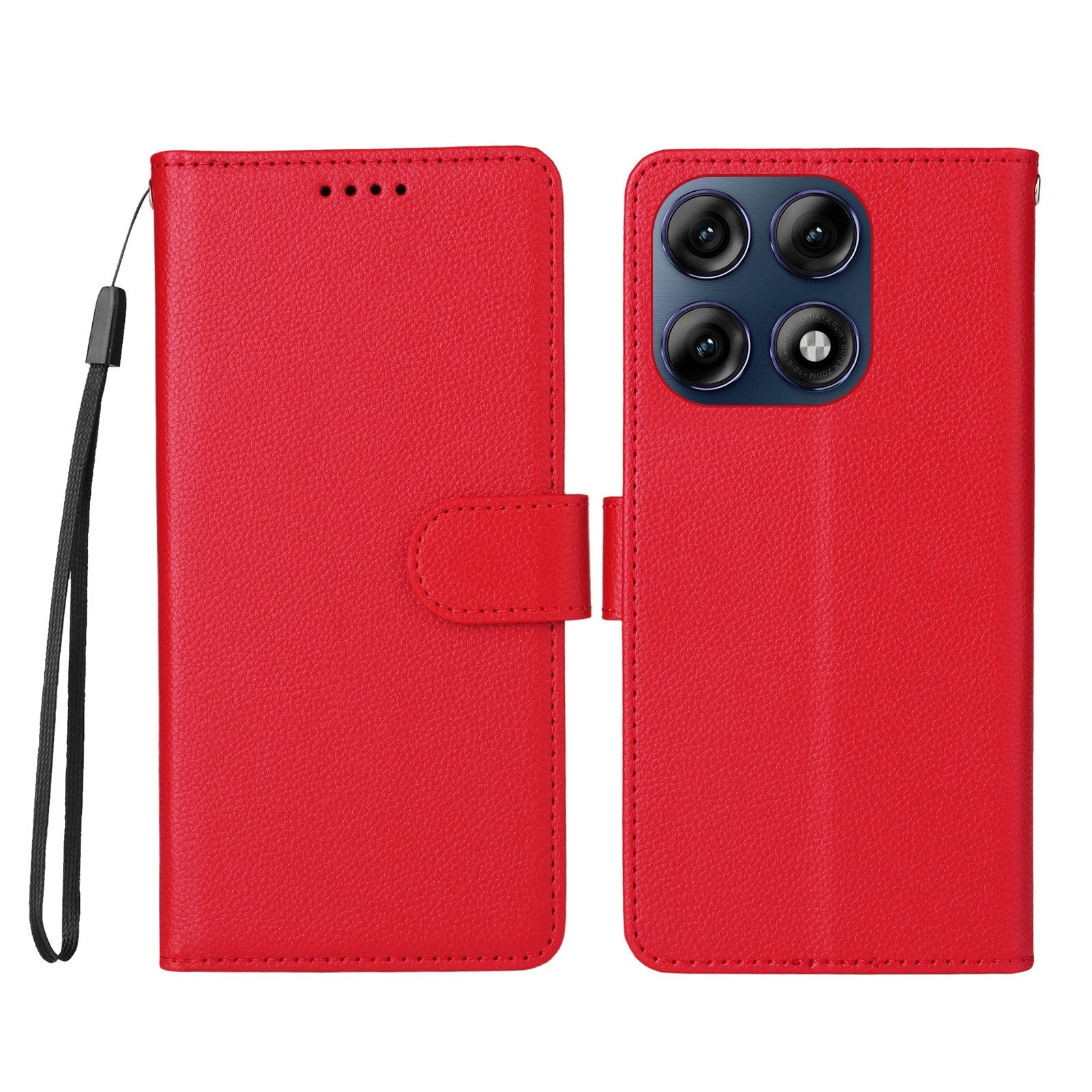 Motorola Edge 70 Pro EIDERWOOD Faux Leather Flip Case with Strap - Red