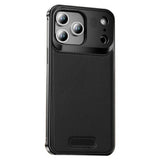 iPhone 17 Pro EIDERWOOD Stylish Metal Case with Faux Leather - Black