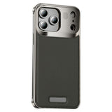 iPhone 17 Pro EIDERWOOD Stylish Metal Case with Faux Leather - Silver / Grey