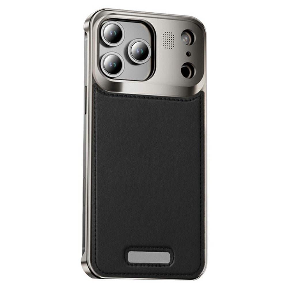 iPhone 17 Pro EIDERWOOD Stylish Metal Case with Faux Leather - Silver / Black