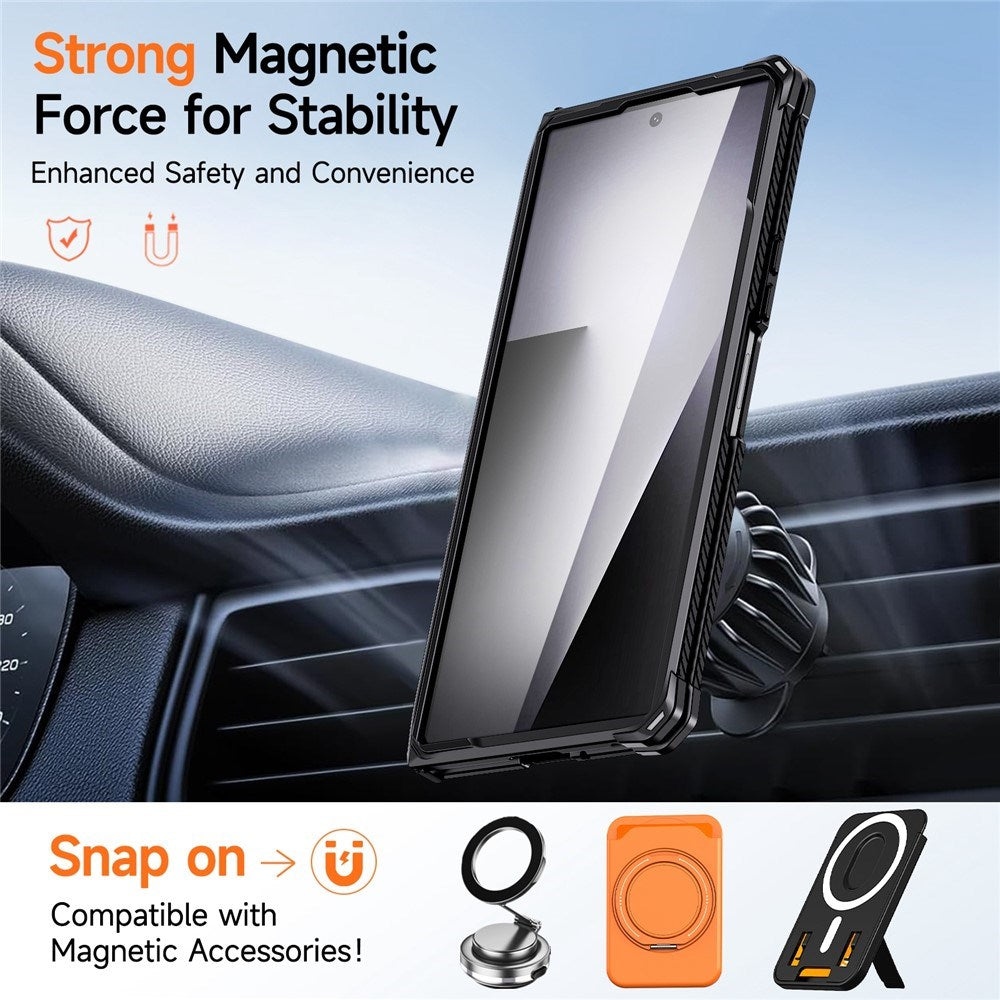 Samsung Galaxy Z Fold8 Ultra / Fold7 EIDERWOOD Tough Case with Built-in Kickstand - MagSafe Compatible - Black / Blue