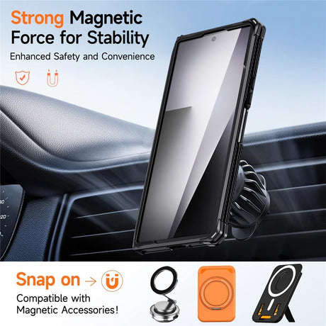 Samsung Galaxy Z Fold8 Ultra / Fold7 EIDERWOOD Tough Case with Built-in Kickstand - MagSafe Compatible - Black / Blue