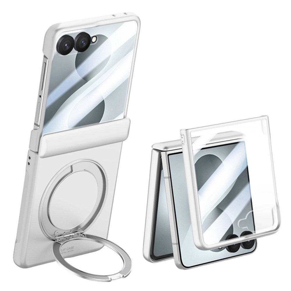 Samsung Galaxy Z Flip8 EIDERWOOD Case - Built-in Screen Protection & Stand Function - Silver
