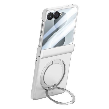 Samsung Galaxy Z Flip8 EIDERWOOD Case - Built-in Screen Protection & Stand Function - Silver