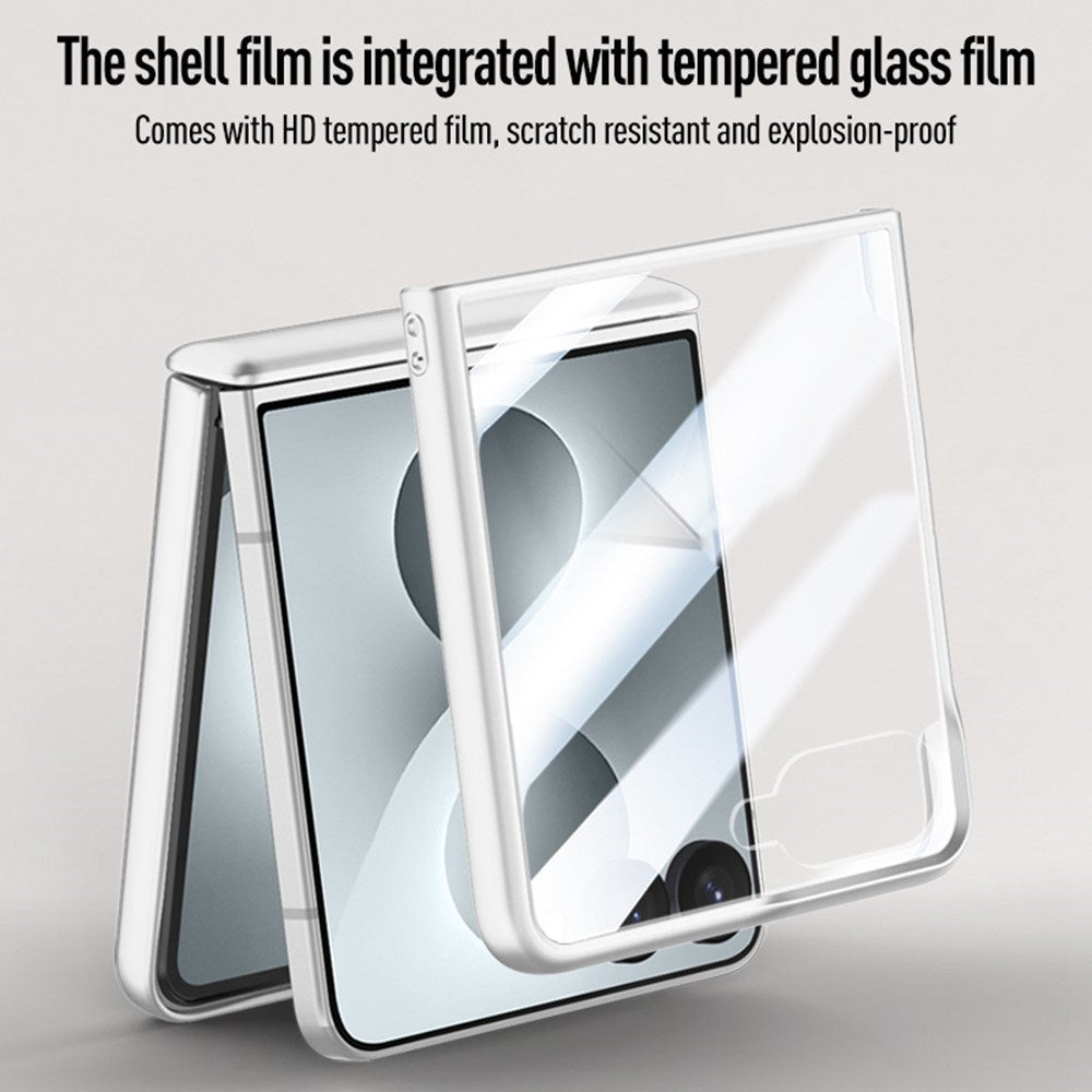 Samsung Galaxy Z Flip8 EIDERWOOD Case - Built-in Screen Protection & Stand Function - Silver