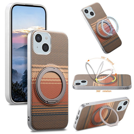 iPhone 14 / 13 EIDERWOOD Hybrid Plastic Gradient Case with Rotating Kickstand - MagSafe Compatible - Brown
