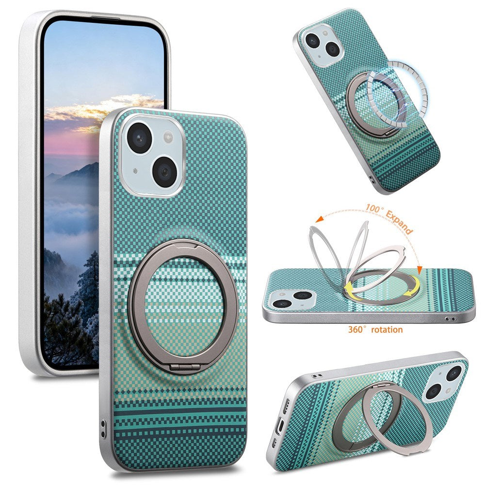 iPhone 14 / 13 EIDERWOOD Hybrid Plastic Gradient Case with Rotating Kickstand - MagSafe Compatible - Green