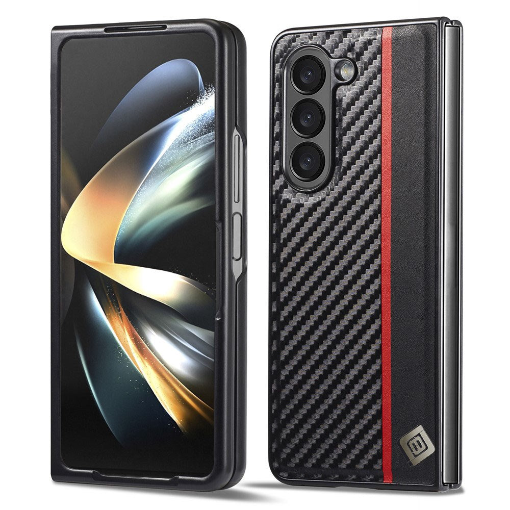 Samsung Galaxy Z Fold8 Ultra LC.IMEEKE Faux Leather Case with Carbon Fiber - Black