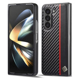 Samsung Galaxy Z Fold8 Ultra LC.IMEEKE Faux Leather Case with Carbon Fiber - Black