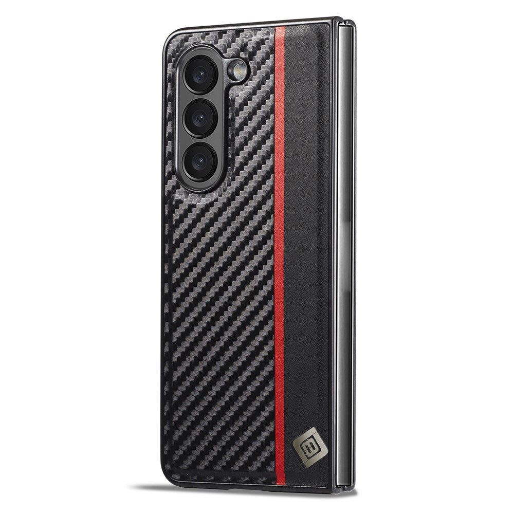 Samsung Galaxy Z Fold8 Ultra LC.IMEEKE Faux Leather Case with Carbon Fiber - Black