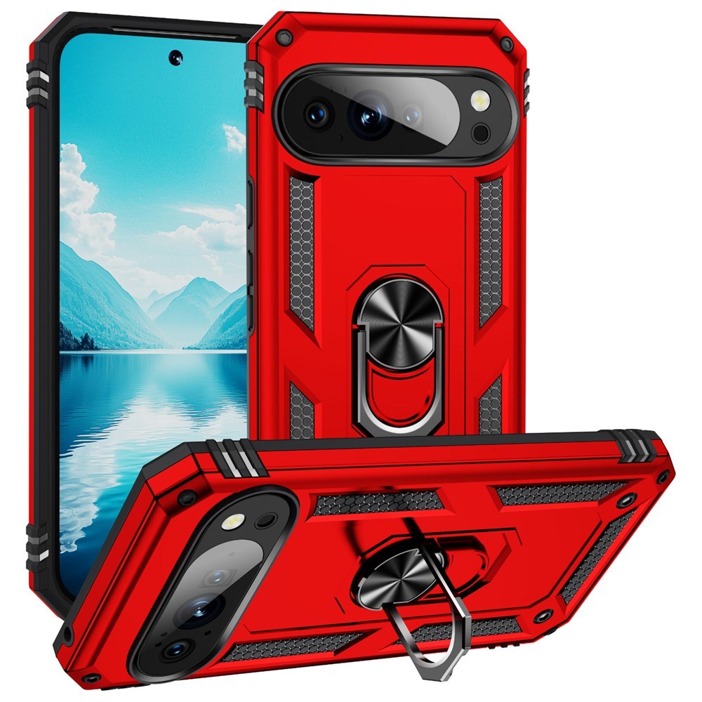Google Pixel 11 / 11 Pro EIDERWOOD Tough Case with 360 Rotatable Kickstand - Red
