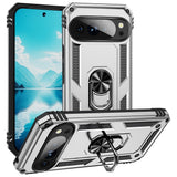 Google Pixel 11 / 11 Pro EIDERWOOD Tough Case with 360 Rotatable Kickstand - Silver