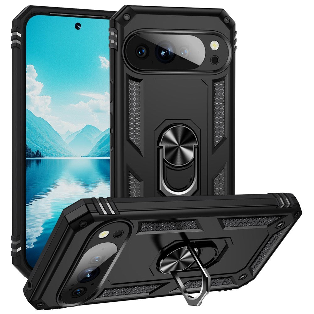 Google Pixel 11 Pro XL EIDERWOOD Tough Case with 360 Rotatable Kickstand - Black