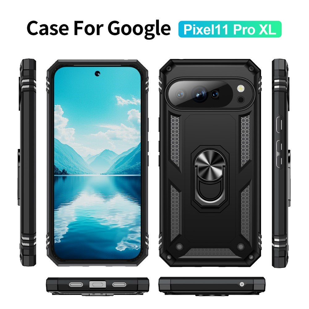 Google Pixel 11 Pro XL EIDERWOOD Tough Case with 360 Rotatable Kickstand - Black