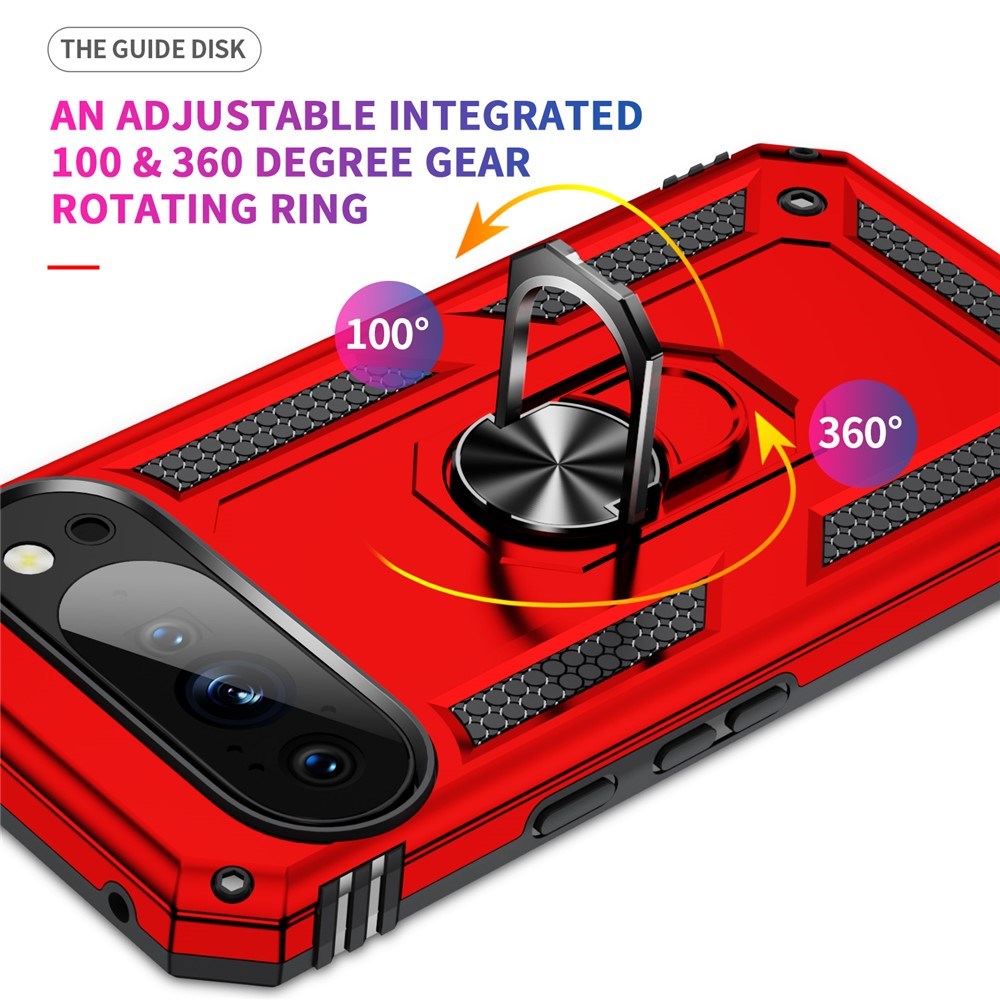 Google Pixel 11 Pro XL EIDERWOOD Tough Case with 360 Rotatable Kickstand - Red