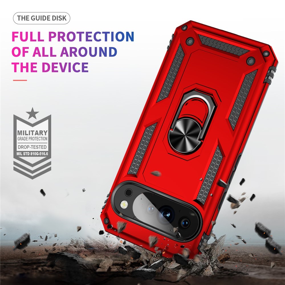 Google Pixel 11 Pro XL EIDERWOOD Tough Case with 360 Rotatable Kickstand - Red