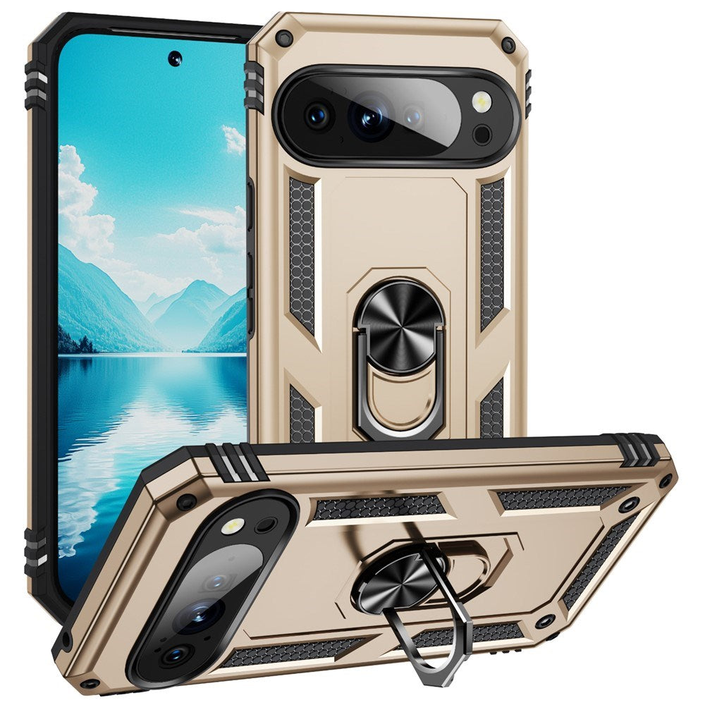 Google Pixel 11 Pro XL EIDERWOOD Tough Case with 360 Rotatable Kickstand - Gold