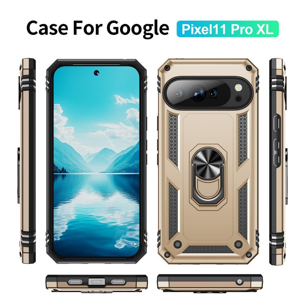 Google Pixel 11 Pro XL EIDERWOOD Tough Case with 360 Rotatable Kickstand - Gold
