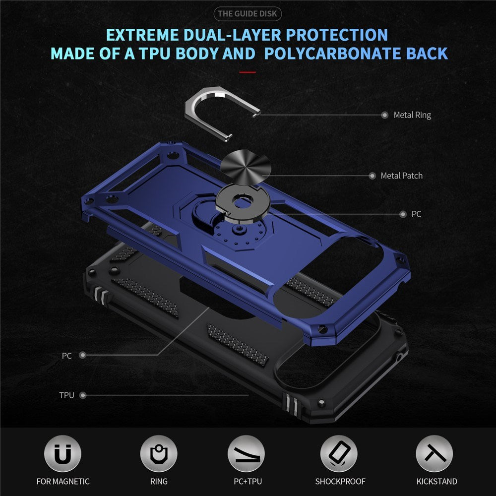 Google Pixel 11 Pro XL EIDERWOOD Tough Case with 360 Rotatable Kickstand - Blue