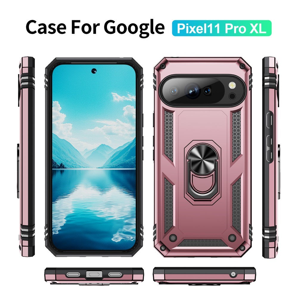 Google Pixel 11 Pro XL EIDERWOOD Tough Case with 360 Rotatable Kickstand - Rose Gold