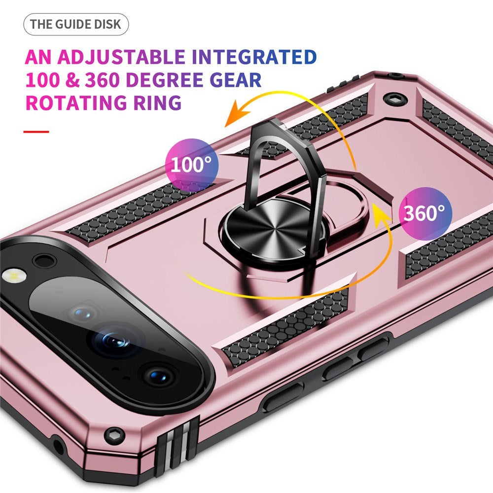 Google Pixel 11 Pro XL EIDERWOOD Tough Case with 360 Rotatable Kickstand - Rose Gold