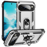 Google Pixel 11 Pro XL EIDERWOOD Tough Case with 360 Rotatable Kickstand - Silver