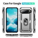 Google Pixel 11 Pro XL EIDERWOOD Tough Case with 360 Rotatable Kickstand - Silver