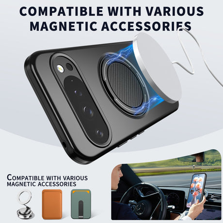 Google Pixel 11 / 11 Pro EIDERWOOD Hybrid Plastic Case with Rotating Kickstand - MagSafe Compatible - Black