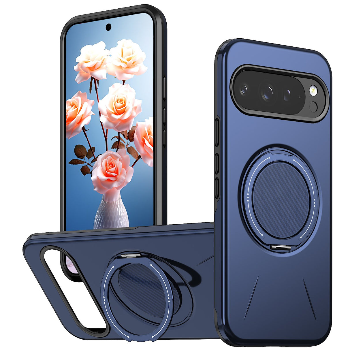 Google Pixel 11 / 11 Pro EIDERWOOD Hybrid Plastic Case with Rotating Kickstand - MagSafe Compatible - Blue