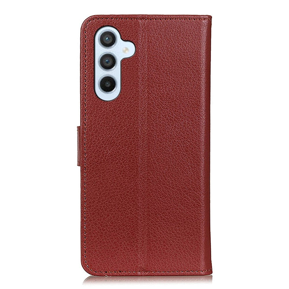 Samsung Galaxy A34 (5G) Litchi Leather Wallet Case - Brown