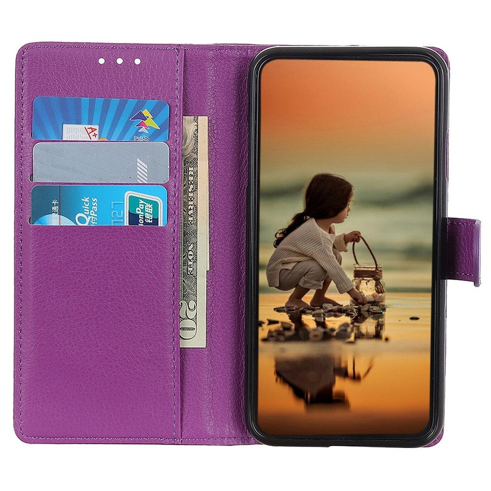 Samsung Galaxy A34 (5G) Litchi Leather Wallet Case - Purple