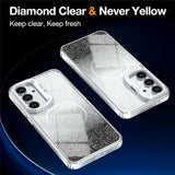 Samsung Galaxy S26 FE EIDERWOOD Hybrid Case with Glitter & Camera Kickstand - Transparent / Black