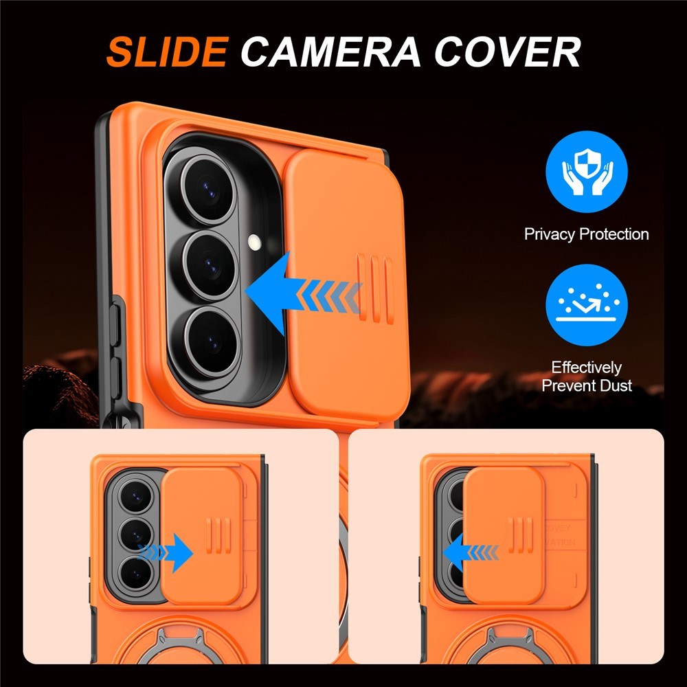 Samsung Galaxy Z Fold8 Ultra / Fold7 EIDERWOOD Hybrid Cover med 360° Rotatable Kickstand & Camera Protection - MagSafe Compatible - Orange