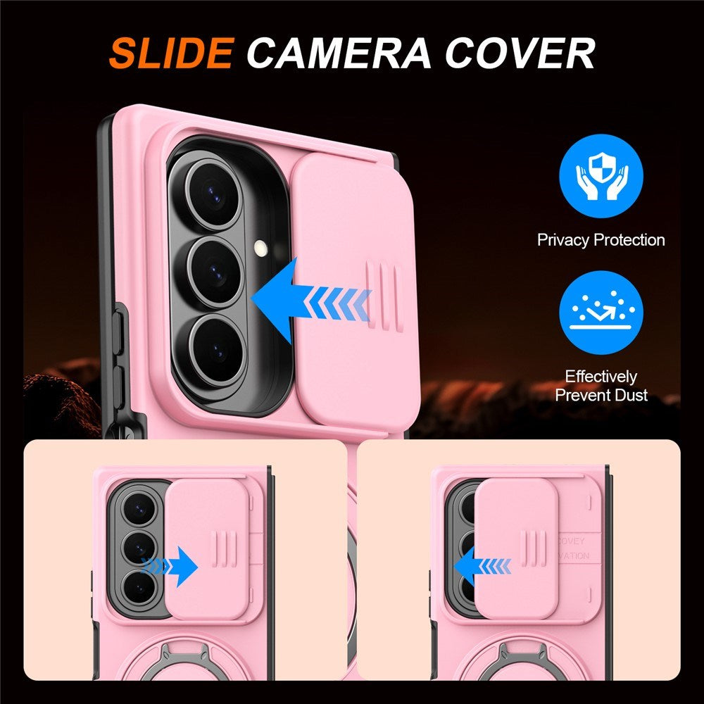 Samsung Galaxy Z Fold8 Ultra / Fold7 EIDERWOOD Hybrid Cover med 360° Rotatable Kickstand & Camera Protection - MagSafe Compatible - Pink