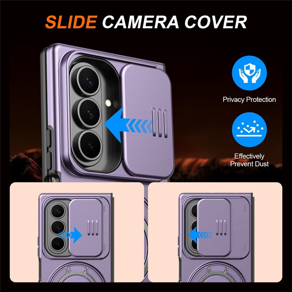 Samsung Galaxy Z Fold8 Ultra / Fold7 EIDERWOOD Hybrid Cover med 360° Rotatable Kickstand & Camera Protection - MagSafe Compatible - Purple