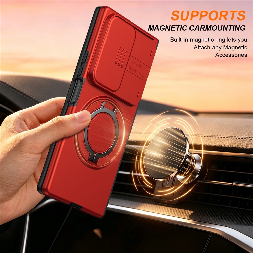 Samsung Galaxy Z Fold8 Ultra / Fold7 EIDERWOOD Hybrid Cover med 360° Rotatable Kickstand & Camera Protection - MagSafe Compatible - Red